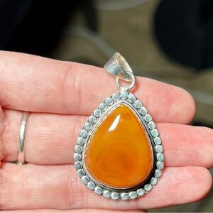 Sterling Silver .925 Carnelian Pendant